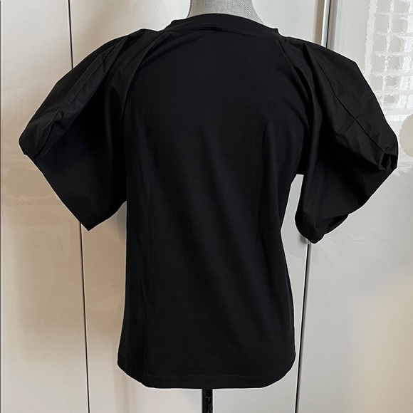 CHEPE ITALY Black Cotton Puff Sleeve T-Shirt Top, Size L - Picture 9 of 12